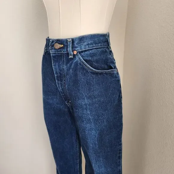 Vintage 90s Lee High Waist Straight Leg Jeans Dark Wash Denim USA Made 2 - Picture 3 of 14